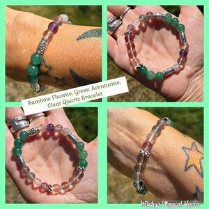 Rainbow Fluorite, Green Aventurine, Clear Quartz Abundance Gemstone Bracelet